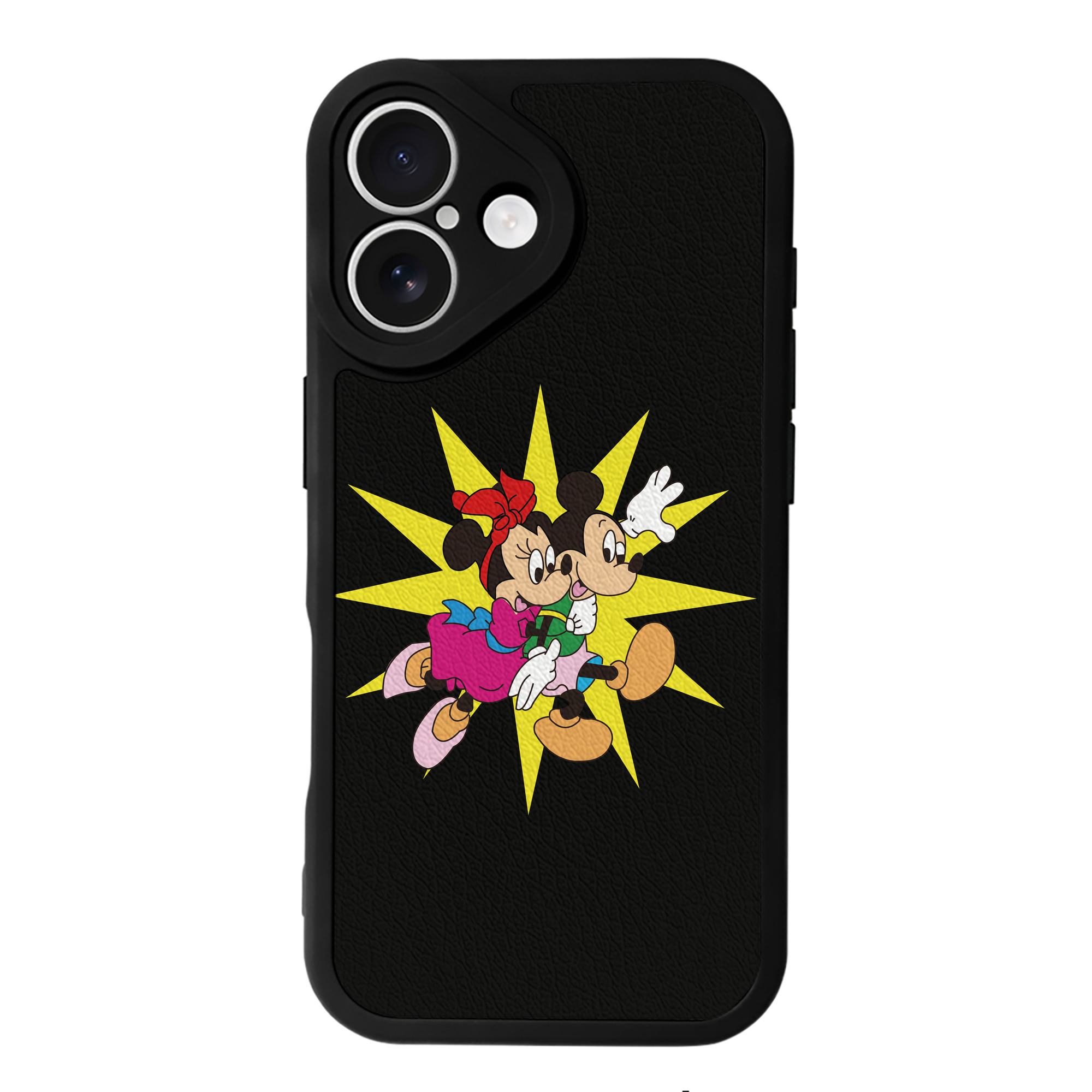 （画像用） ミッキーマウス Mickey Mouse 【iPhone 16シリーズ対応】シリコンスマホケース（レザー調） 材質：シリコン